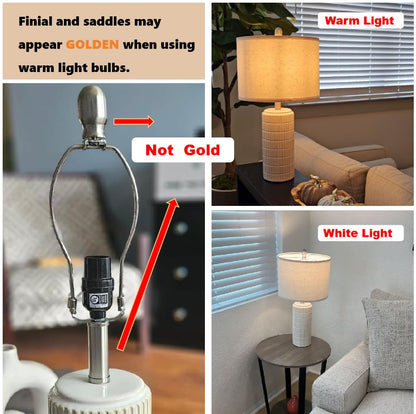 PoKat 23" Modern Ceramic Table Lamp Set of 2 for Living Room Bedroom, White | Nightstand Lamps for Bedside, farmhouse end table & desk light, ideal housewarming gift, new home decor for women mom