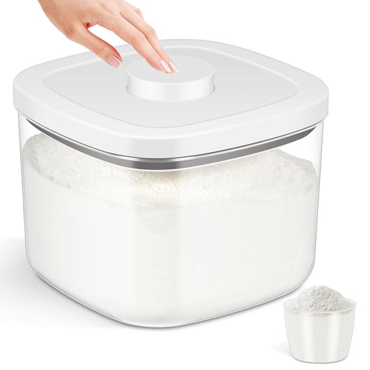 Airtight Rice Container 10 Lbs, Clear Plastic Food... (White)