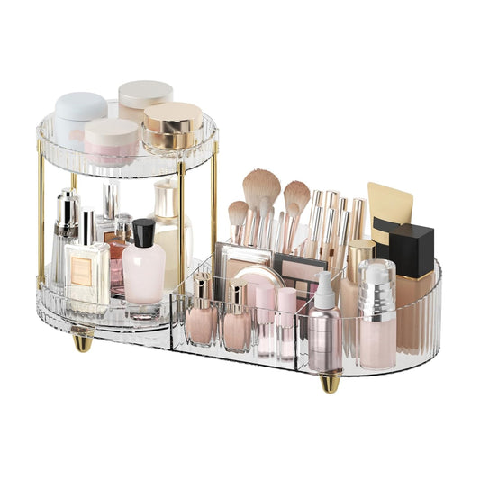 Makeup Organizer Countertop for Vanity, Rotating P... (Clear)