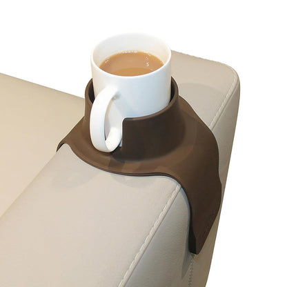 CouchCoaster® - Original & Patented Armrest Couch Cup Holder, Mocha Brown - A Weighted, Silicone, Anti Slip Coaster Stops Spills On Your Sofa, Armchair Or Recliner & Keeps Drinks in Reach