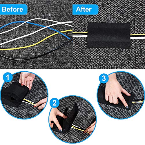 WILLBOND Carpet Cord Cover Cable Protector Floor Cover Cable Protector Management Only for Commercial Office Carpet(19.69 ft,Black)