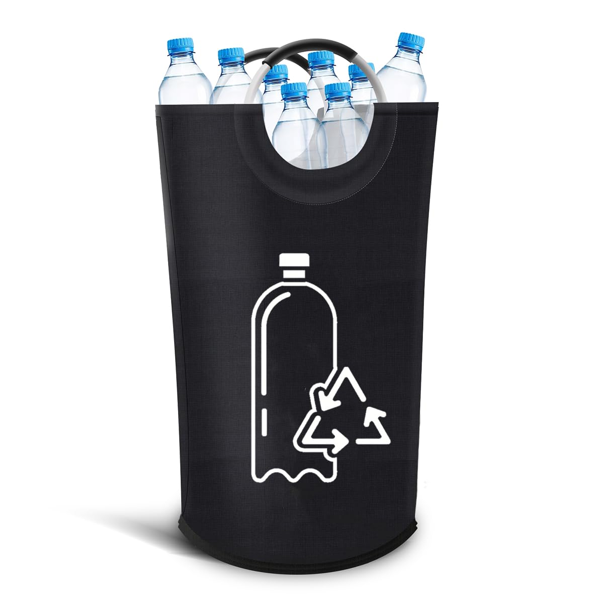 82L Recycling Bin for Kitchen Recycling Bag,Foldable Deposit Bottles Collection Container,Oxford Cloth Storage for Bottles,Cans,Plastic&Glass Heavy Duty,Waterproof Home,Kitchen,Garage,Black