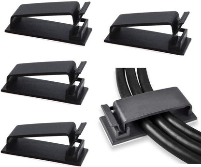 SOULWIT 50Pcs Self Adhesive Cable Management Clips - Black | for TV PC Ethernet Cable, Wall, under Desk Home Office