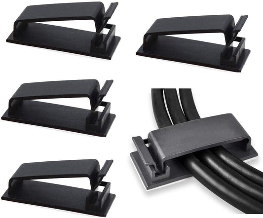 50Pcs Self Adhesive Cable Management Clips - Black (Black)