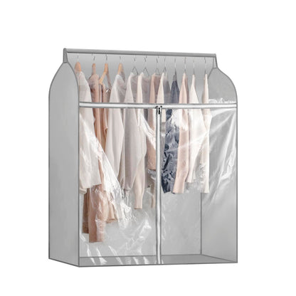 Garment Bags for Hanging Clothes Storage Closet Garment Rack Cover Dust Proof Coat Protector for Suits Jackets with Large Clear Window (Grey)