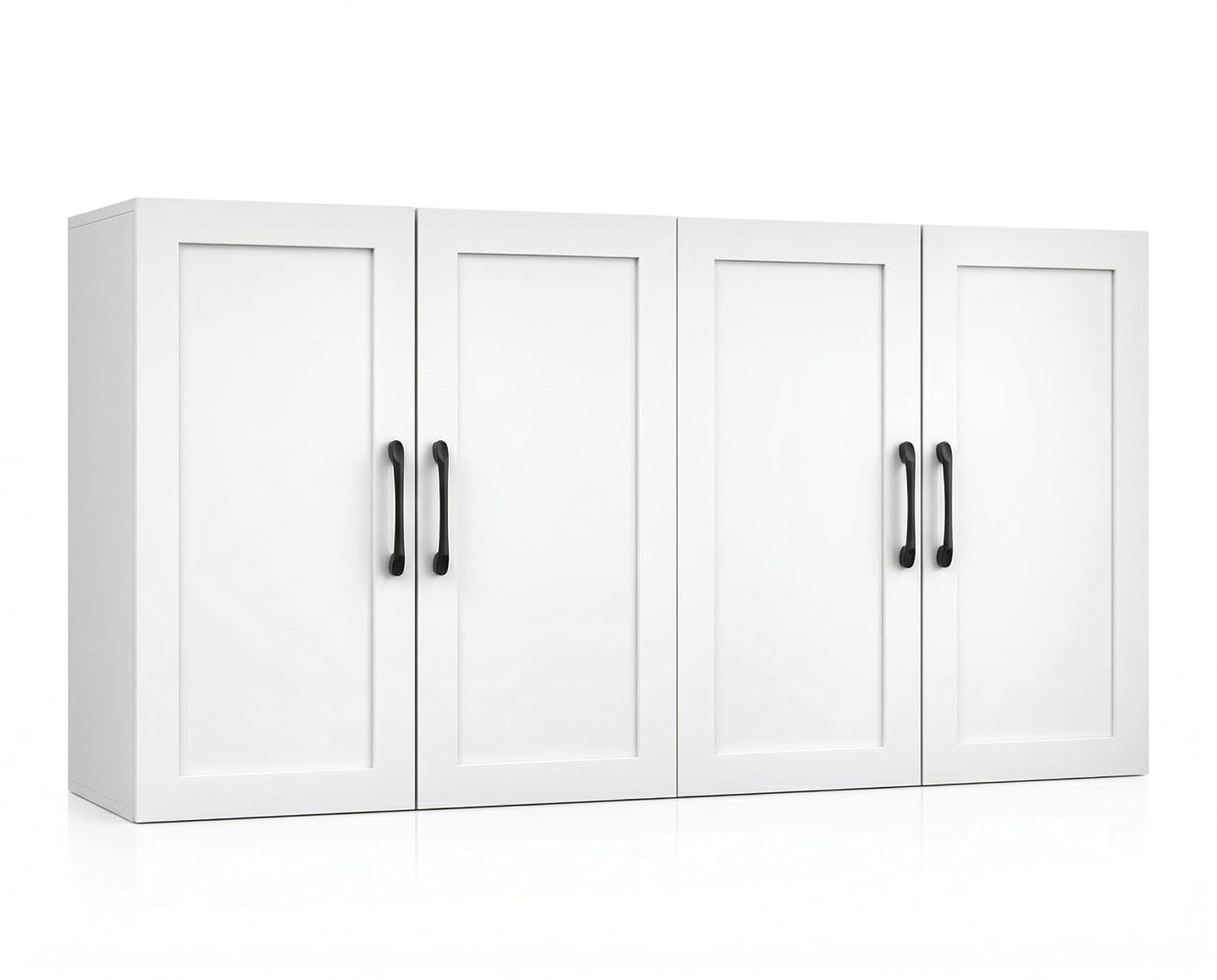 Wall Cabinet with Adjustable Shelves, Laundry Room Cabinet with 4 Doors, Kitchen Storage Cupboard Cabinet, Wall Mount Medicine Cabinet for Bathroom, Living Room, White