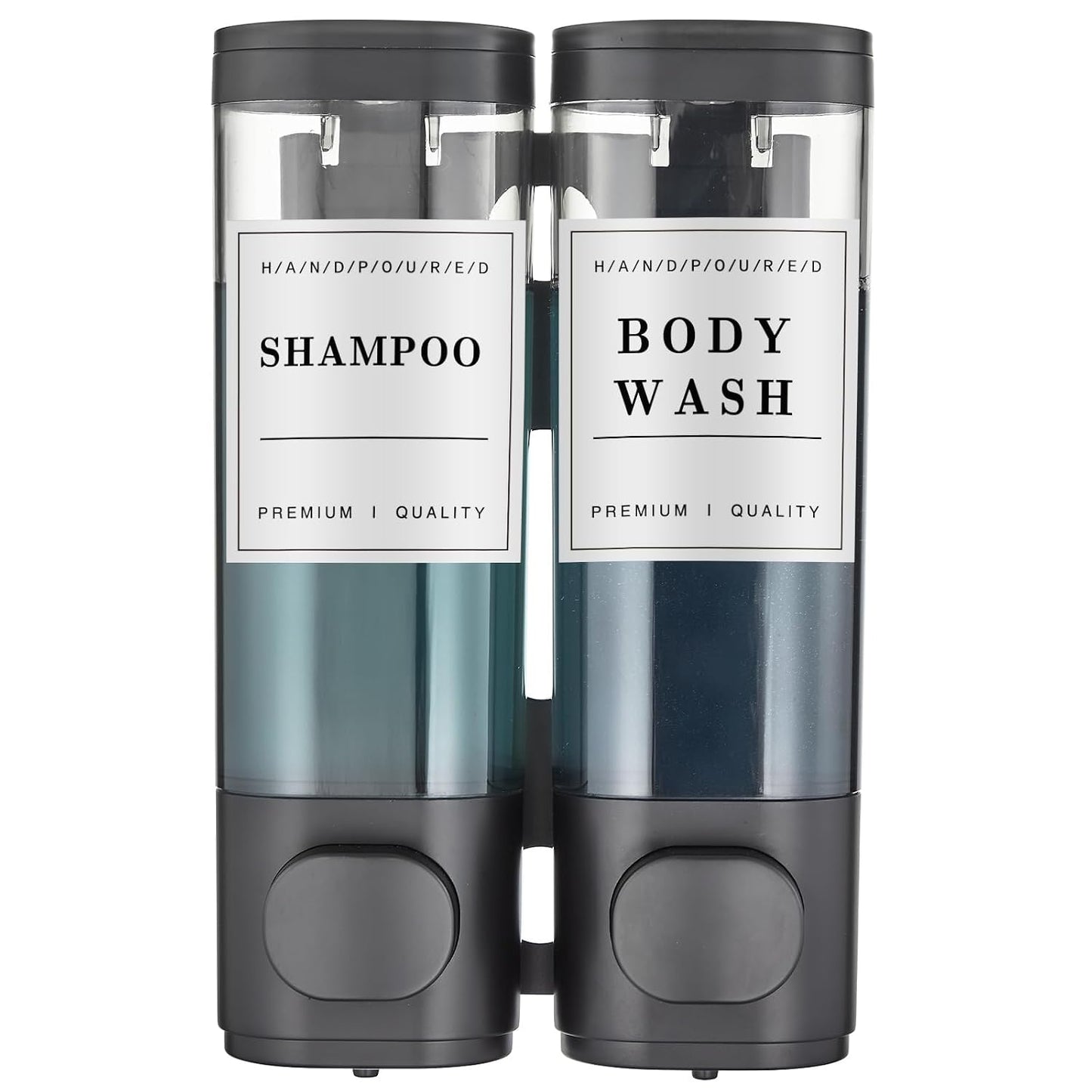 Shampoo and Conditioner Dispenser,Unisense Shower Soap Dispenser 2 Chamber No Drill Wall-Mounted Shampoo Dispenser for Shower Wall Mounted Shower Dispenser for Bathroom Hotel Large Capacity,Black