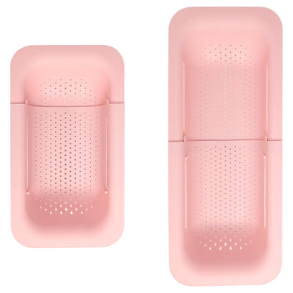Paris Hilton Over the Sink Expandable Colander, Extendable Strainer, Adjustable from 14.5 inches to 19.5 inches, Fits most kitchen sinks, Made without BPA, Pink
