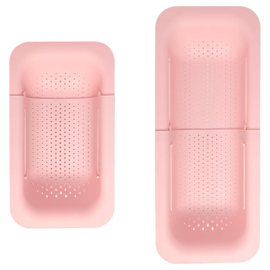 Paris Hilton Over the Sink Expandable Colander, Extendable Strainer, Adjustable from 14.5 inches to 19.5 inches, Fits most kitchen sinks, Made without BPA, Pink