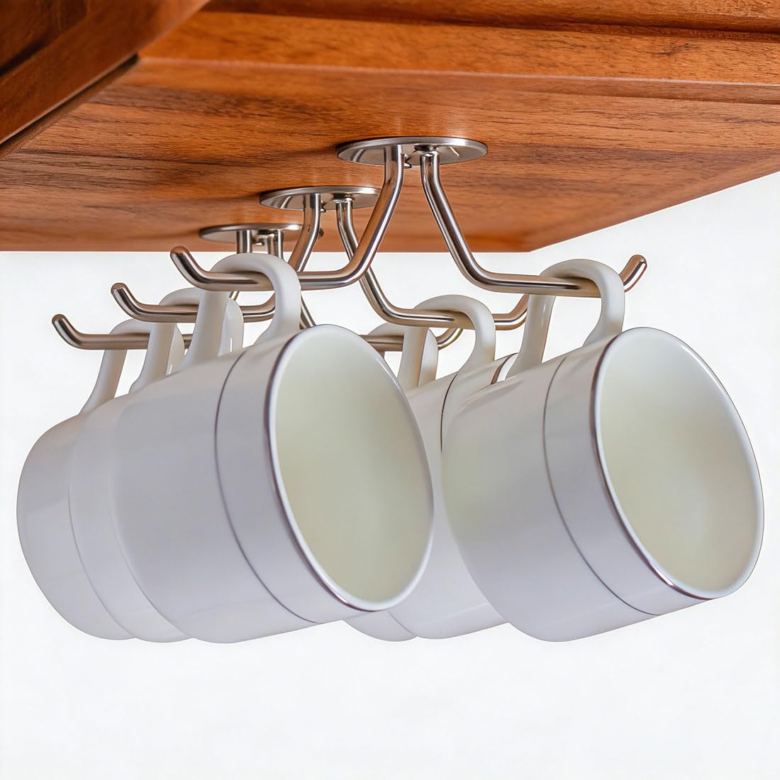 Mug Hooks Under Cabinet Coffee Cup Organizer Ceili... (Stainless Steel)