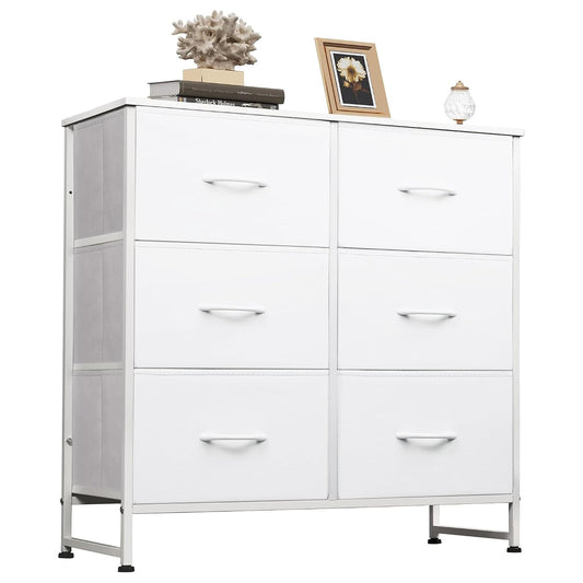 Dresser for Bedroom with 6 Drawers, White (White)