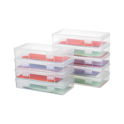 novelinks Clear Pencil Box and Small Plastic Storage Containers with Lids | 9 Pack, Medium Clear, Plastic Pencil Boxes, Board Game Storage Containers, Task Boxes for Special Education, Mini Organizer