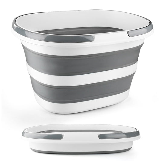 Collapsible Mop Bucket with Handle for Cleaning, 1... (Gray | Plastic)
