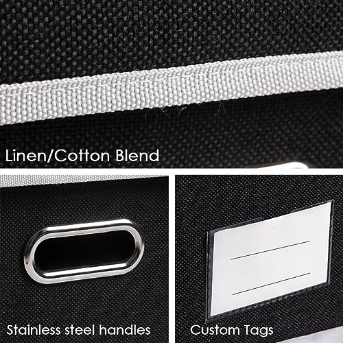 Large Foldable Storage Boxes with Lids [3-Pack] Fabric Collapsible Storage Bins Organizer Containers Baskets Cube with Cover for Home Bedroom Closet Office Nursery Black(17.7x11.8x11.8)