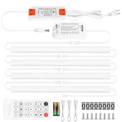 Under Cabinet Lighting Kit Plug in 21W 3000K Dimmable with Remote | 1 Remote Controls Multiple Light Kits Synchronously. For Kitchen Under Above Cabinets Counters Shelf Display Warm White 3000K