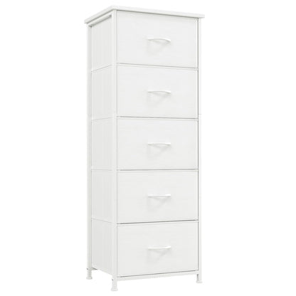 Somdot Tall Dresser for Bedroom, 5 Drawer Storage Cabinet, White | Fabric Dresser with Removable Bins, Steel Frame, Wood Top Home Furniture, Closet Organizer, Nursery, Dorm, Entryway Storage