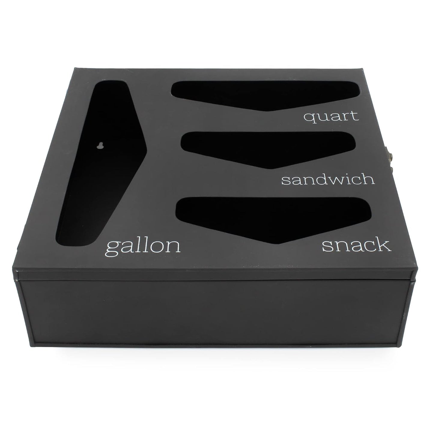 AuldHome Design Enamelware Kitchen Bag Organizer (Black), Farmhouse Style Holder Compatible w/ Zipper Seal Kitchen Storage