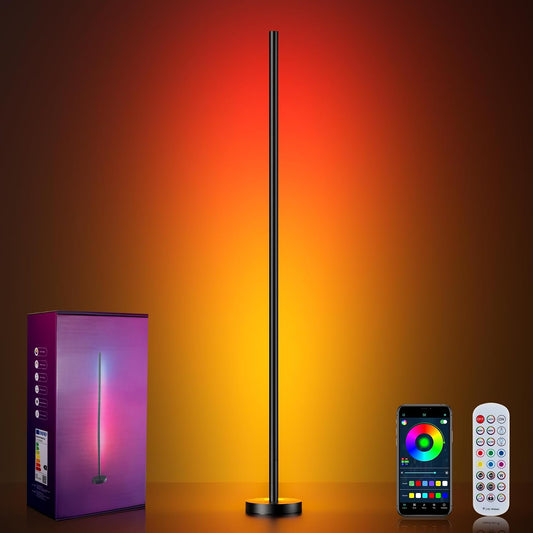 Smart RGBICW LED Corner Floor Lamp - 16 Million DI... (Black)