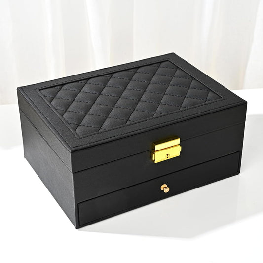 Jewelry Box for Women Girls, Two Layers Jewelry Or... (Black)