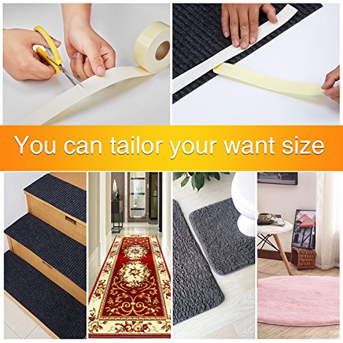 Home Techpro Rug Pads Grippers, 9.8 Ft Non Slip Washable Grippers for Rug, “Vacuum TECH” - New Materials to Anti Curling Rug Pad : Keep Your Rug in Place & Make Corner Flat and Easily Peel Off