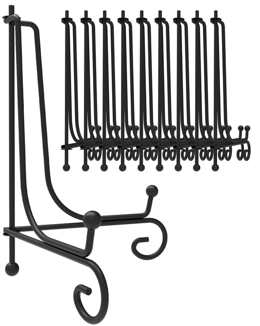Iron Display Stand 10 Packs, 10 Inches Plate Stand for Display | Black Foldable Easel Stand Holder for Photo Frame, Artwork, Collection, Decorative Plate, Book, Office