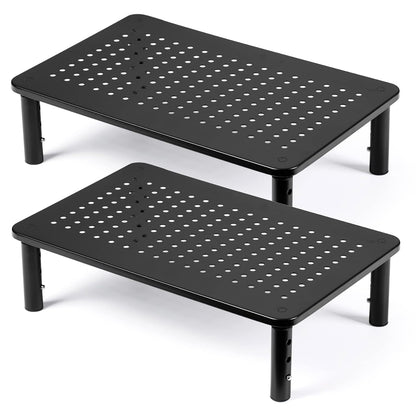 2 Pack Desktop Riser, 3 Height Adjustable Monitor... (Black | Alloy Steel)