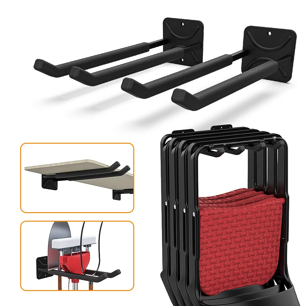 TORACK Garage Hooks Heavy Duty Tool Organizer, Wall Mount Hanger Rack Garage Storage Utility Hooks for Car Tires, Ladders, Chairs, Strollers, Power Tools, Garden Tools (2 Pack, 12.4" Hook)