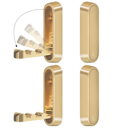 4PCS Foldable Wall Hooks, Heavy Duty Zinc Alloy Flip-Down Coat Hooks with Screw Mount, Holds up to 44 Lbs, Space-Saving Folding Wall Hangers for Bathroom, Closet, Bedroom, Entryway (Gold)