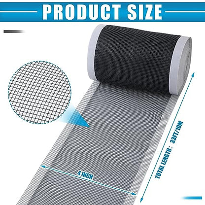 2 Pack 4 Inch x 33 ft Linear Shower Drain Hair Catcher Screen Disposable Adhesive Cutable Mesh Shower Drain Cover Stickers for Linear DIY Floor with Removal Tool for Bathroom Kitchen Bathtub