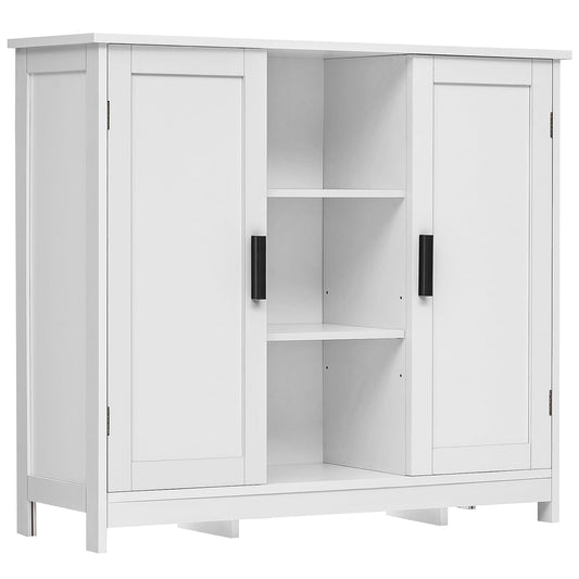 Iwell Storage Cabinet with 2 Doors and 4 Storage Shelves, Buffet Cabinet, Bathroom Cabinet for Living Room, Entryway, Home Office, White