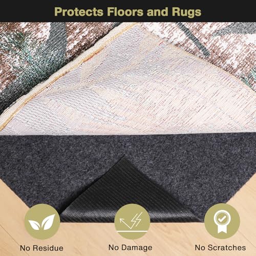 Rug Pad 8x10 Non Slip for Hardwood Floors, 1/8” Extra Thick Waterproof Felt Carpet Pad, Low Profile Underlay for Area Rugs, Safe for LVP & All Floor Finishes, Odorless & Soundproof