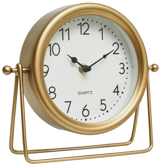 Vintage Golden Table Clock - Elegant Battery Opera... (Gold | Metal)