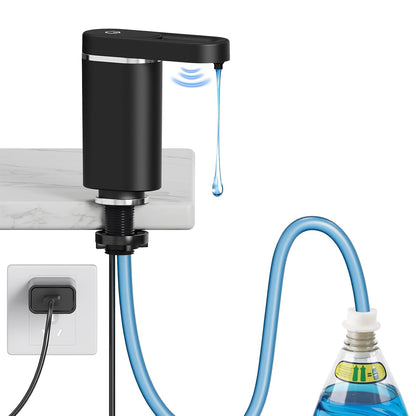 Touch-Free Automatic Dish Soap Dispenser for Kitchen Sink | Plug-in Electric Sink Soap Pump,Leak-Proof Universal Fit with 35" No-Spill Tube Kit, Easy Install Sleek for kitchen& bathroom