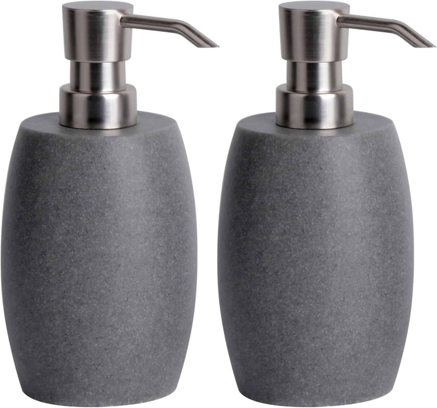 Clasin Home Sandstone Textured Resin Soap Dispenser with Metallic Pump and Waterproof Bottle Labels for Bathroom Kitchen Dish Hand Wash Shower Lotion Shampoo, 12 Oz, 2 Sets Gray