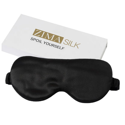 ZIMASILK Adjustable 100% 22 Momme Mulberry Silk Sleep Mask | Filled with Natural Silk - Softest & Breathable - Blackout Eye Mask for Women Men, Gift for Travel, Nap (Black)
