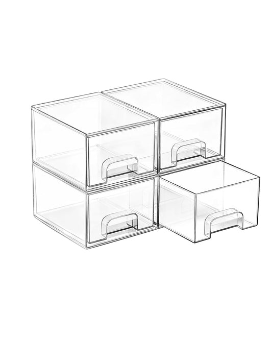 Vtopmart 4 Pack Small Clear Stackable Storage Draw...