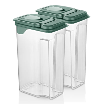 Tribello Food Storage Dispenser with Pour Spout Lid – Pantry Bin – Clear Slim Food Storage Container for Rice, Sugar, Cereal – BPA Free - Kitchen Organization (Large 3.8 Quarts - 2 Pack)