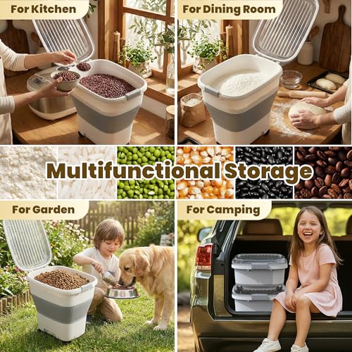50Lbs Collapsible Rice Container,Airtight Food Storage container