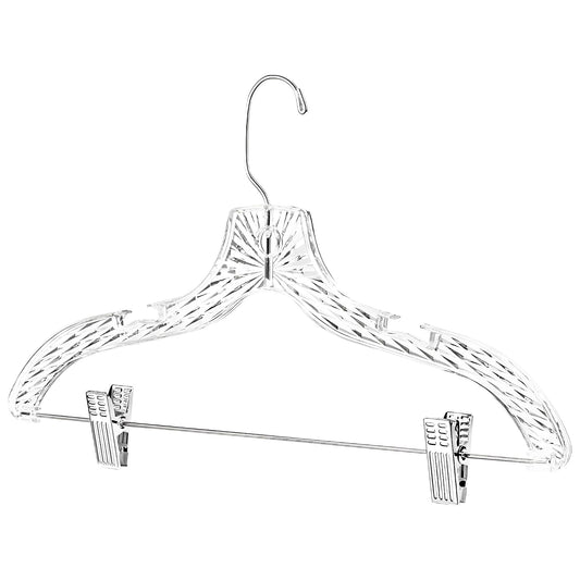 DEILSY™ Clothes Hangers with Clips 12 Pack Crystal... (12 Count | Crystal Cut | Metal - Plastic)