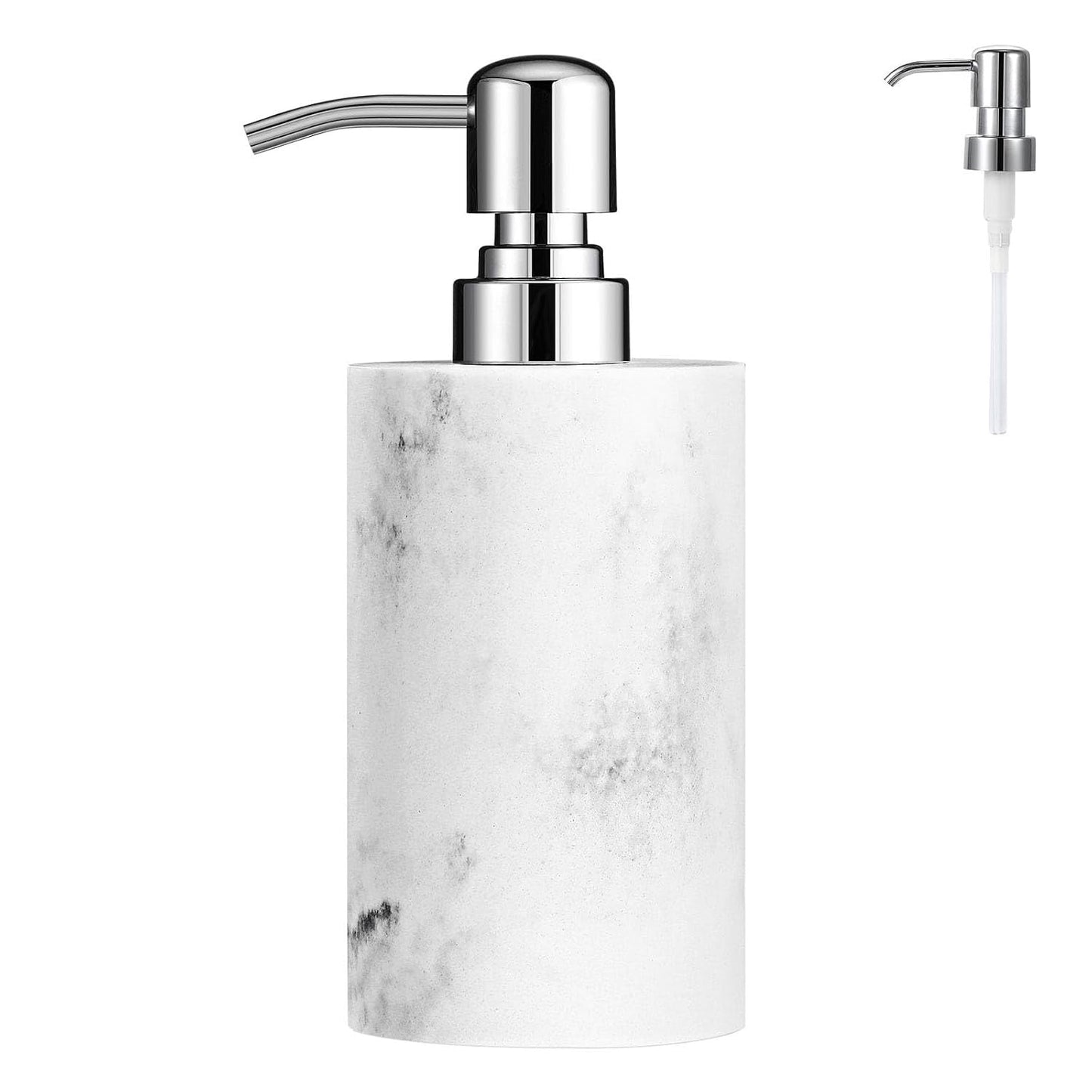 Luxspire Soap Dispenser, Cylinder-Shaped Soap Bottles, Gravel White, 1pack | 320ml Premium resin, modern cylindrical design easy clean pump, multi-purpose liquid storage