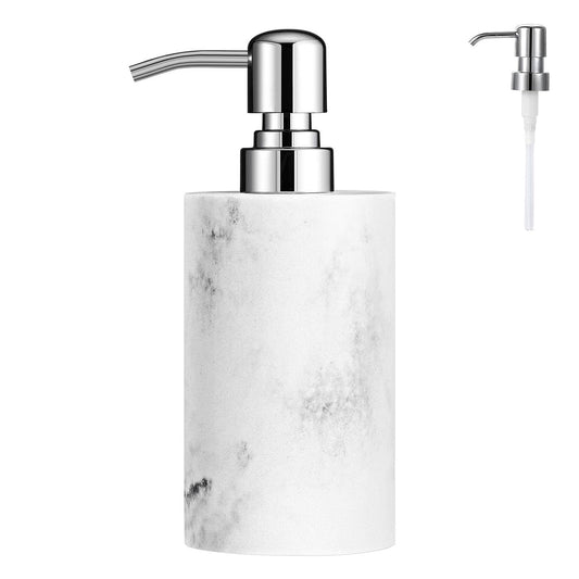 Luxspire Soap Dispenser, Cylinder-Shaped Soap Bottles, Gravel White, 1pack | 320ml Premium resin, modern cylindrical design easy clean pump, multi-purpose liquid storage