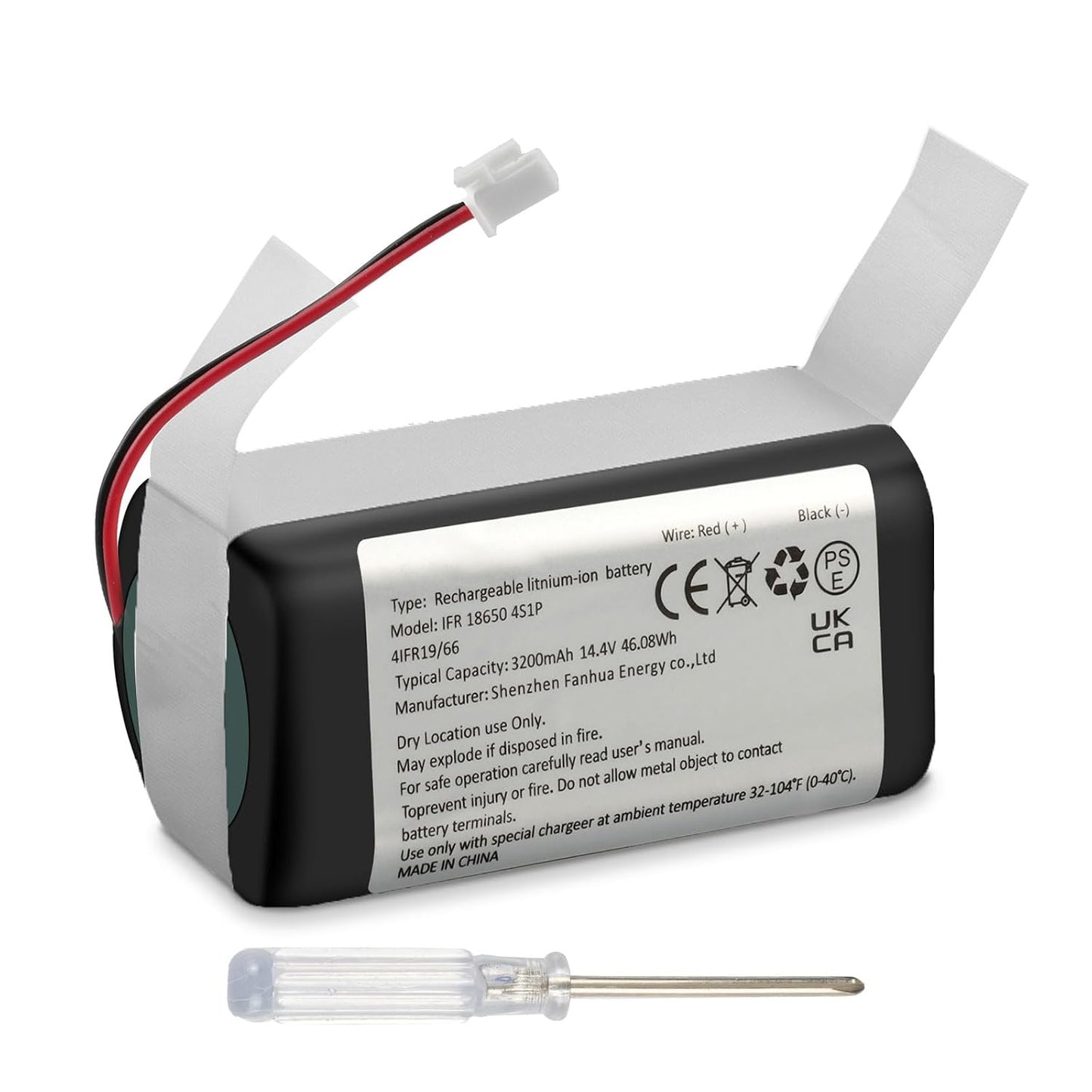 3200mAh RVBAT850 Replacement Battery | for Shark Ion AV752, R75, RV761, R85, RV850, S87,RV700_N, RV851WV, RV871, RV1000S Vacuum Cleaners (2-Prong Connector)