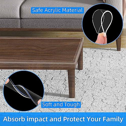 Clear Edge Protector Strip,1 Pack x 1.57in x 9.84FT | Sharp Edge Wrap Cover Tape, Self Adhesive Protective Bumper Guards for Cabinet Door Desk Bed Furniture Waterproof