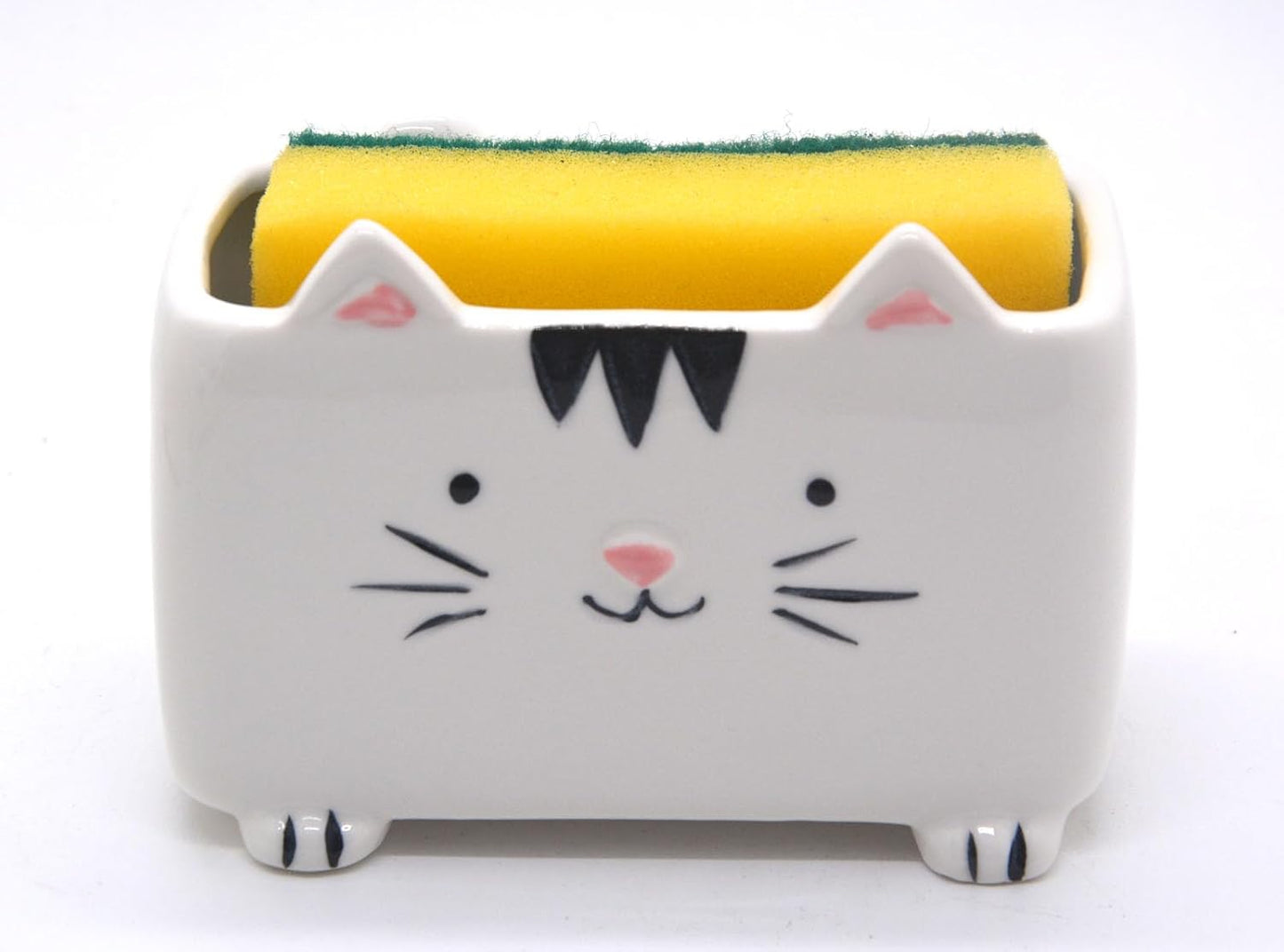 Cat Sponge Holder Ceramic Cat Soap Holder Cute Cat Decor Kitchen Accessories Cat Home Decor Ceramic Kitchen Sponge Holder Cat Gifts Ideal Gifts for Women Birthdays Valentines Day Gifts