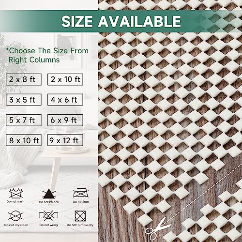 BALEINE Non Slip Rug Pad Rug Gripper for Hardwood Floors, Extra Thick Non Slip Mat Under Carpet (8'x10')
