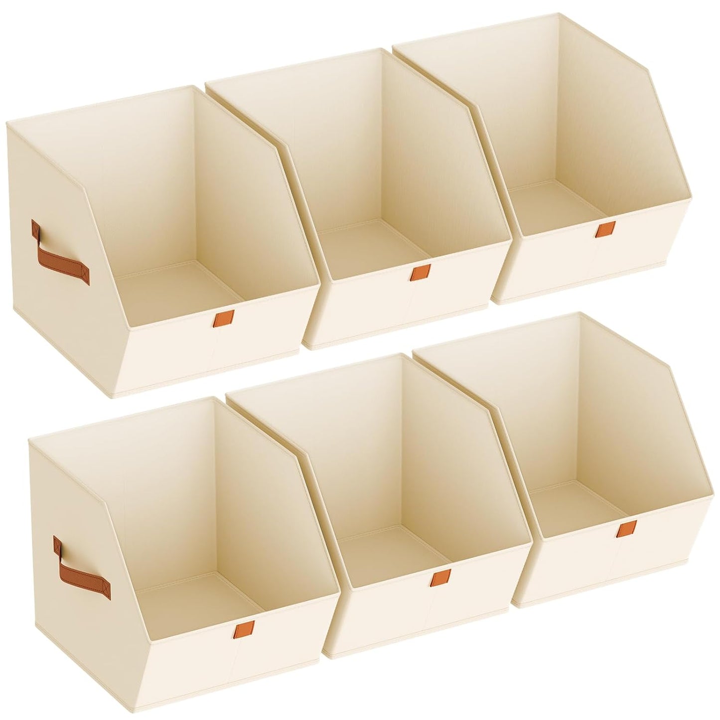 Fabric Closet Storage Cubes - 6 Pack Square Storage Bins with Dual Handles for Clothes, Towels, Toys, Cube Storage Organizers for Bedroom, Nursery, Shelves, Closet, Small Spaces, Beige