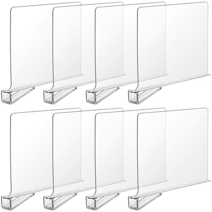 Boao 8 Pcs Shelf Dividers for Closet Organization Acrylic Clear Shelf Divider Purse Organizer Handbag Separator Bookshelf Divider for Closet Bedroom Kitchen Office Cabinet Bathroom