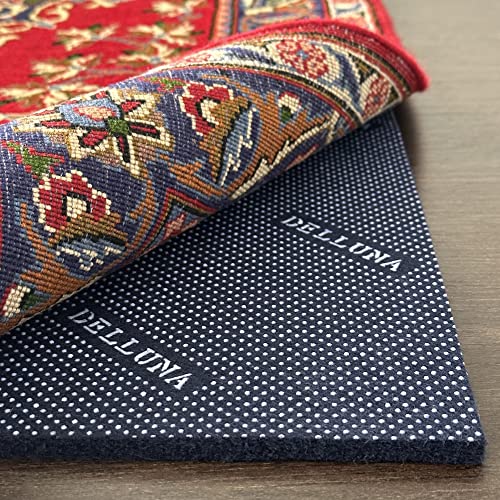 DELLUNA Non-Slip Area Rug Pad 3'x5', 3/8" Thick Double Side Rubber + Felt, Premium Deluxe Cushioned- Safe for All Floors, Adds Comfort and Protection, Ultra Strong Grip, Stop Rug from Moving.