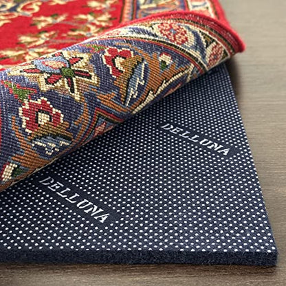 DELLUNA Non-Slip Area Rug Pad 3'x5', 3/8" Thick Double Side Rubber + Felt, Premium Deluxe Cushioned- Safe for All Floors, Adds Comfort and Protection, Ultra Strong Grip, Stop Rug from Moving.