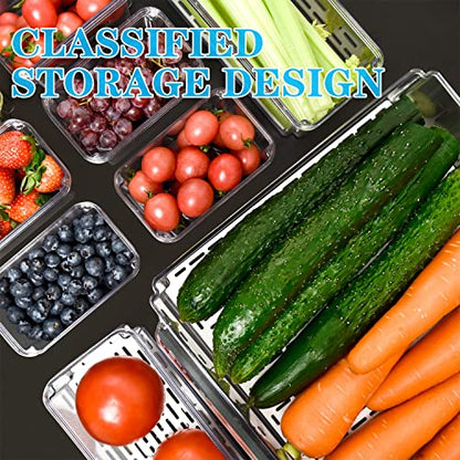 POMEAT 10 Pack Fridge Organizer, Stackable Refrigerator Organizer Bins with Lids, Produce Fruit Storage Containers for Storage Clear for Food, Drinks, Vegetable Storage